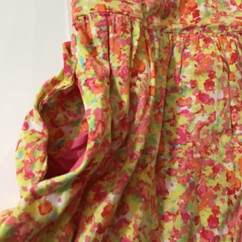 GAP Dress Girls Sz Small (6-7) Pink Orange Floral Fit Flare Cap Sleeve Tulle - Picture 7 of 15